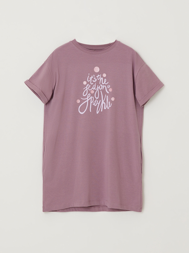 Ночная сорочка с принтом для девочек (фиолетовый, 122-128 (7-8 YEARS)) sela 4680129125523 - фото 1