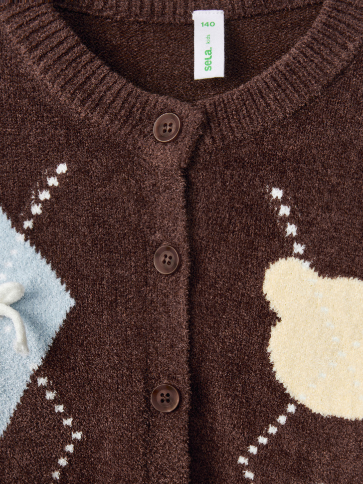 Жаккардовый кардиган для девочек — фото 6
