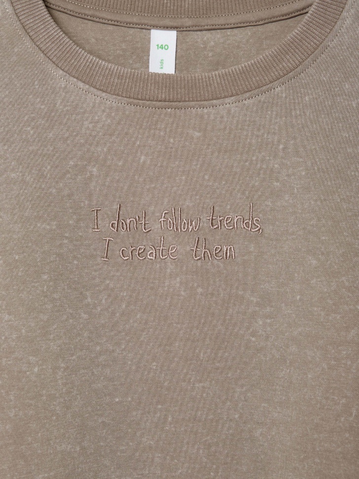 укороченный свитшот с вышивкой для девочек 4680798487700 в интернет магазине