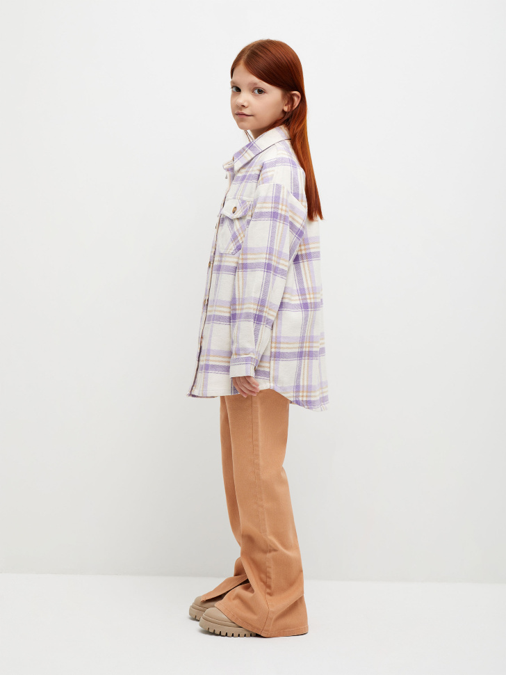Фланелевая рубашка в клетку для девочек (сиреневый, 140/ 10-11 YEARS) от Sela