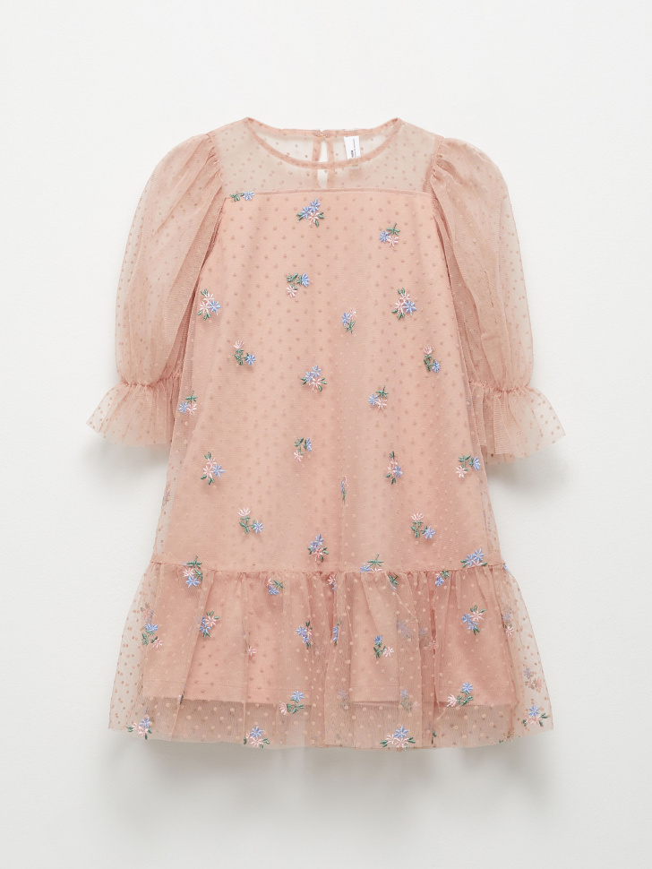 Нарядное платье с вышивкой для девочек (розовый, 116) от Sela