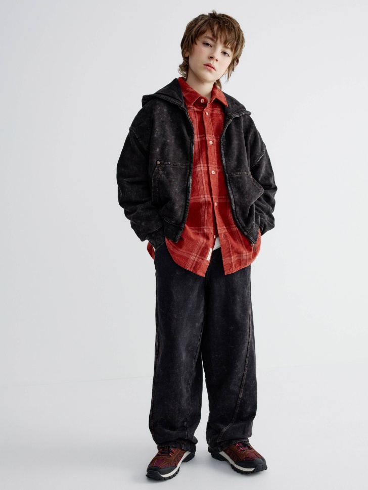 толстовка оверсайз с эффектом стирки для мальчиков от бренда sela вид слева