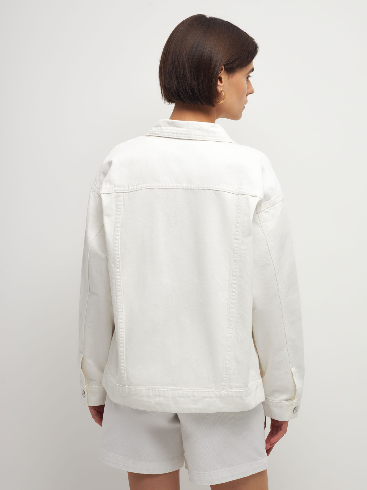 Белая джинсовая куртка оверсайз (белый, M) sela 4680129732868 - фото 6