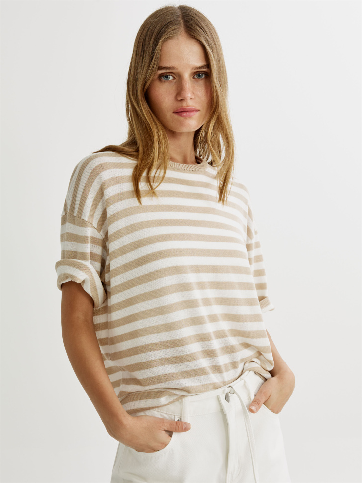 джемпер оверсайз из смесового лиоцелла с содержанием льна из россии вид сбоку