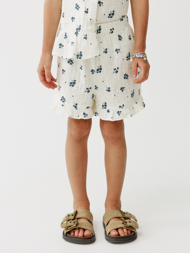 шорты из муслина с принтом для девочек от бренда sela вид слева