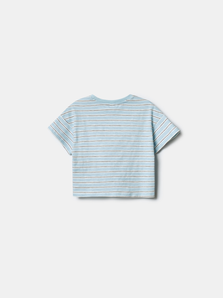 укороченная футболка в полоску с узлом для девочек из россии вид сбоку