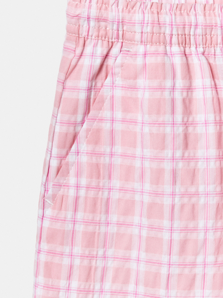 хлопковые шорты в клетку для девочек из россии вид сбоку