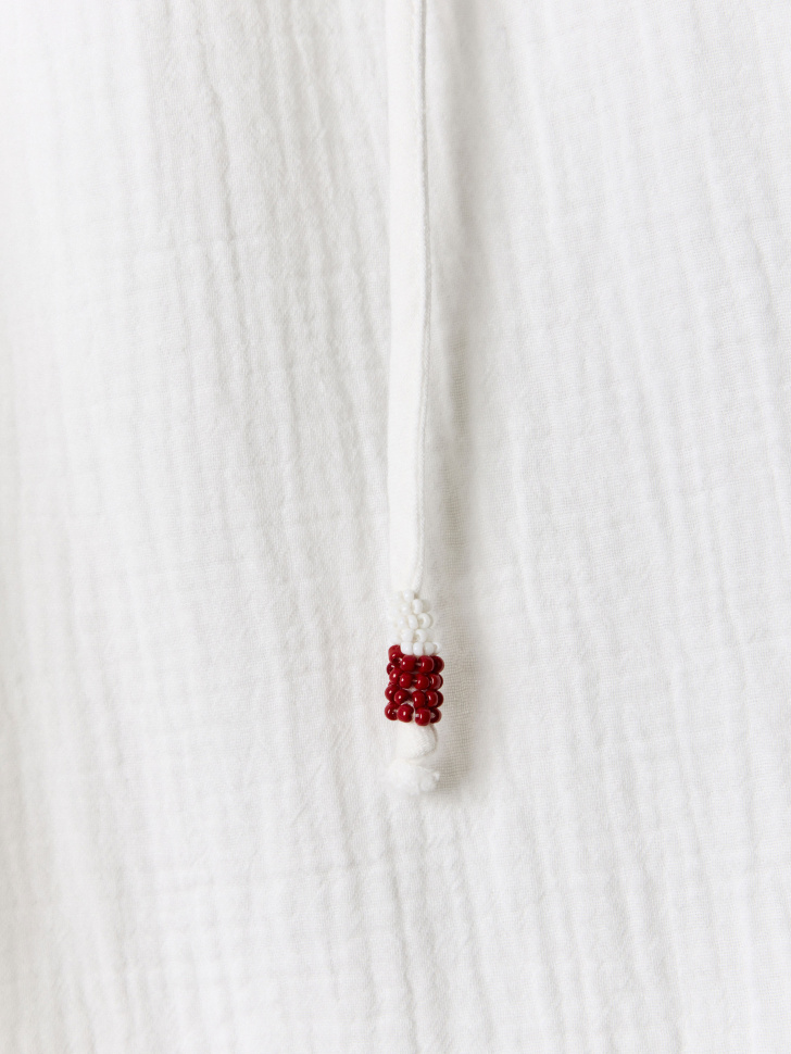 широкие муслиновые брюки с завязками по бокам из хлопка спереди