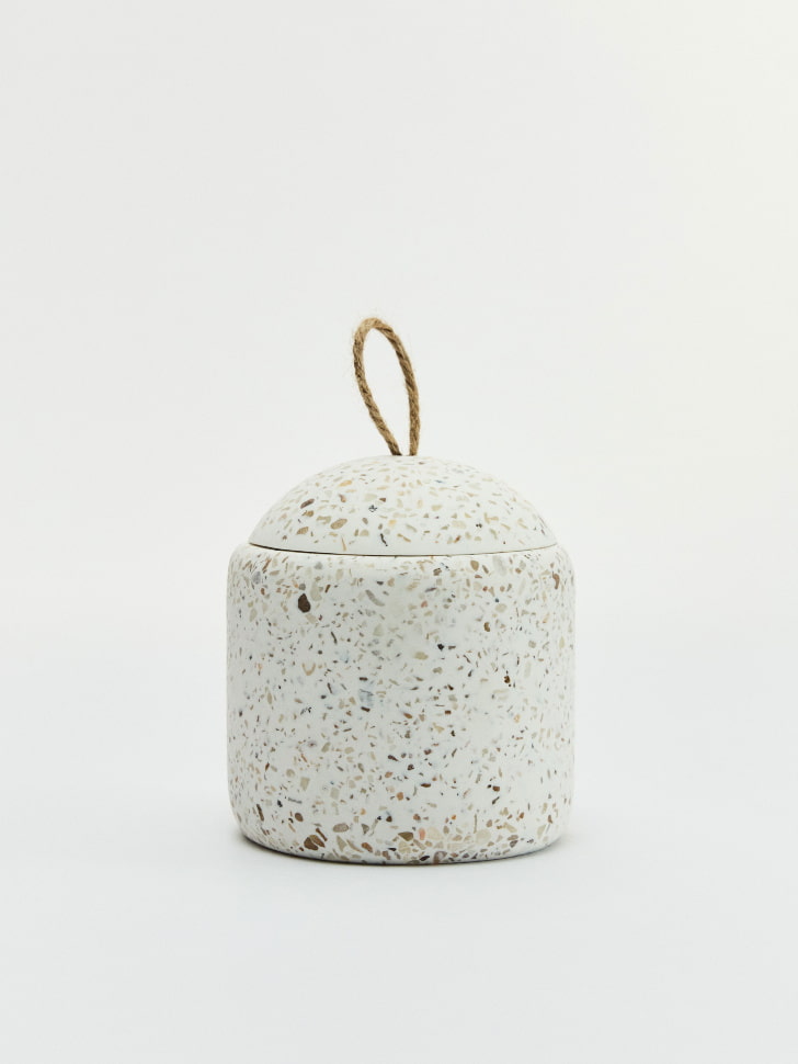 Банка для хранения в ванной, белый (терраццо), арт. a123
