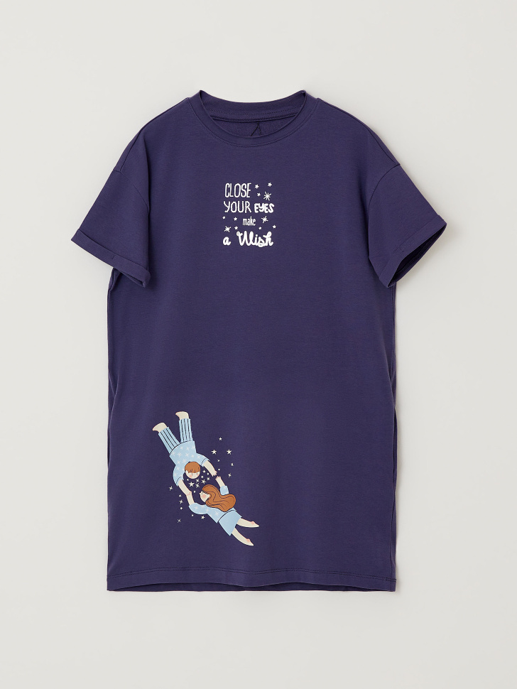Ночная сорочка с принтом для девочек (синий, 146-152 (11-12 YEARS)) sela 4680129125516 - фото 1