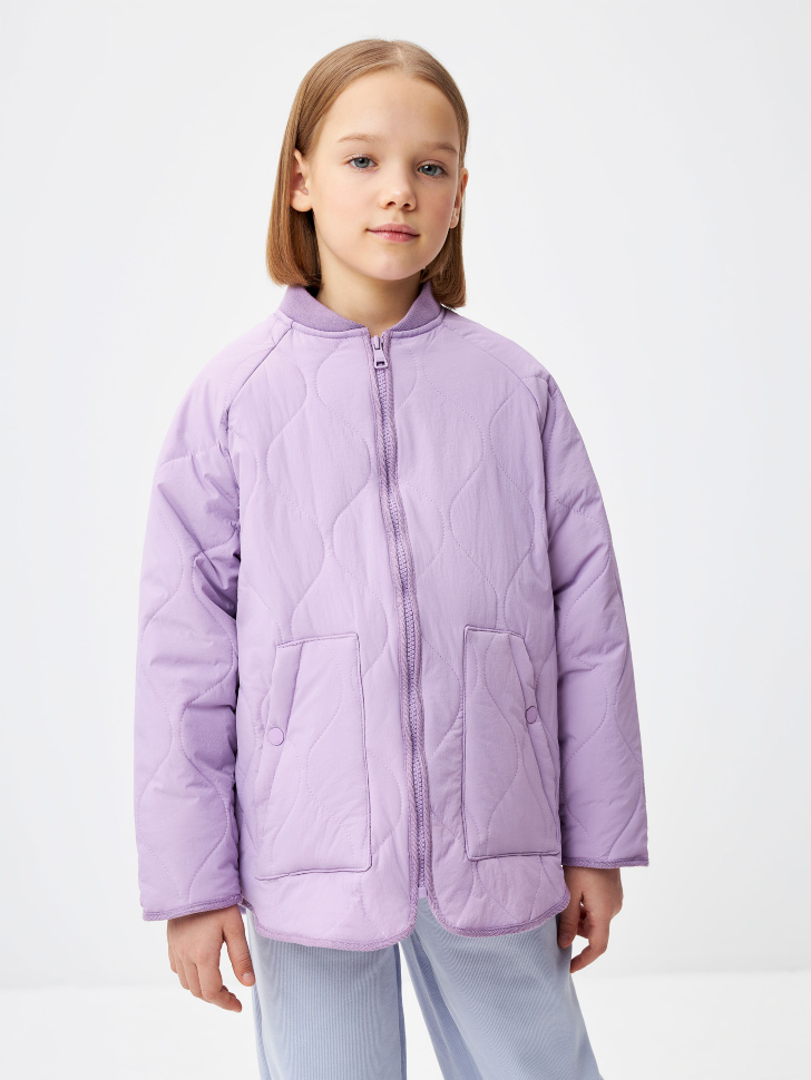 Базовая стеганая куртка для девочек (сиреневый, 122) sela 4680168284168 - фото 1