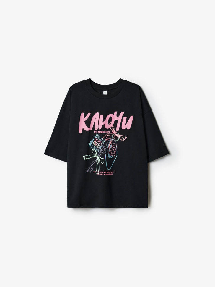 Футболка оверсайз с принтом SELA для девочек, арт. 37020