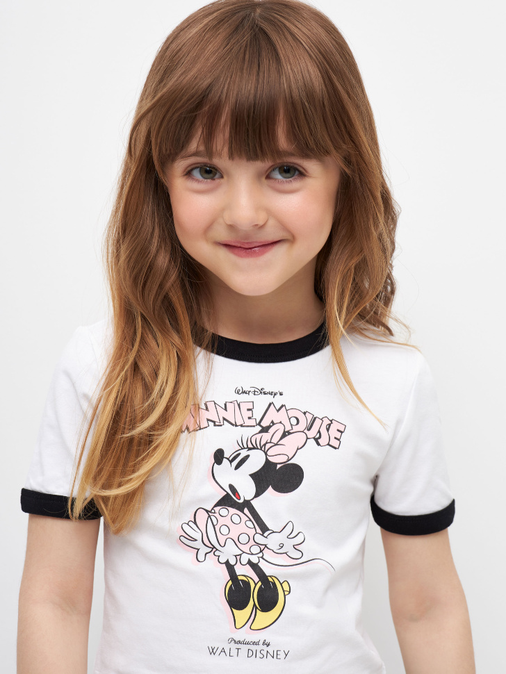 Футболка с принтом Disney Minnie Mouse для девочек (белый, 104)