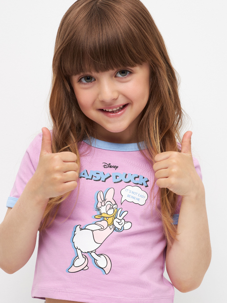 

Футболка с принтом Disney Daisy Duck для девочек, Розовый