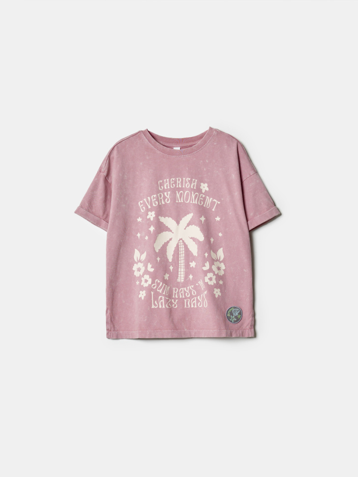 Футболка SELA с принтом для девочек, розовый, арт. 42870