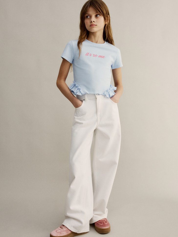 Свободные белые джинсы для девочек 2999₽