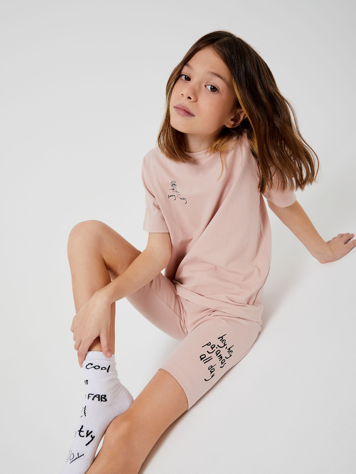 Трикотажная пижама для девочек (розовый, 122-128 (8-9 YEARS))