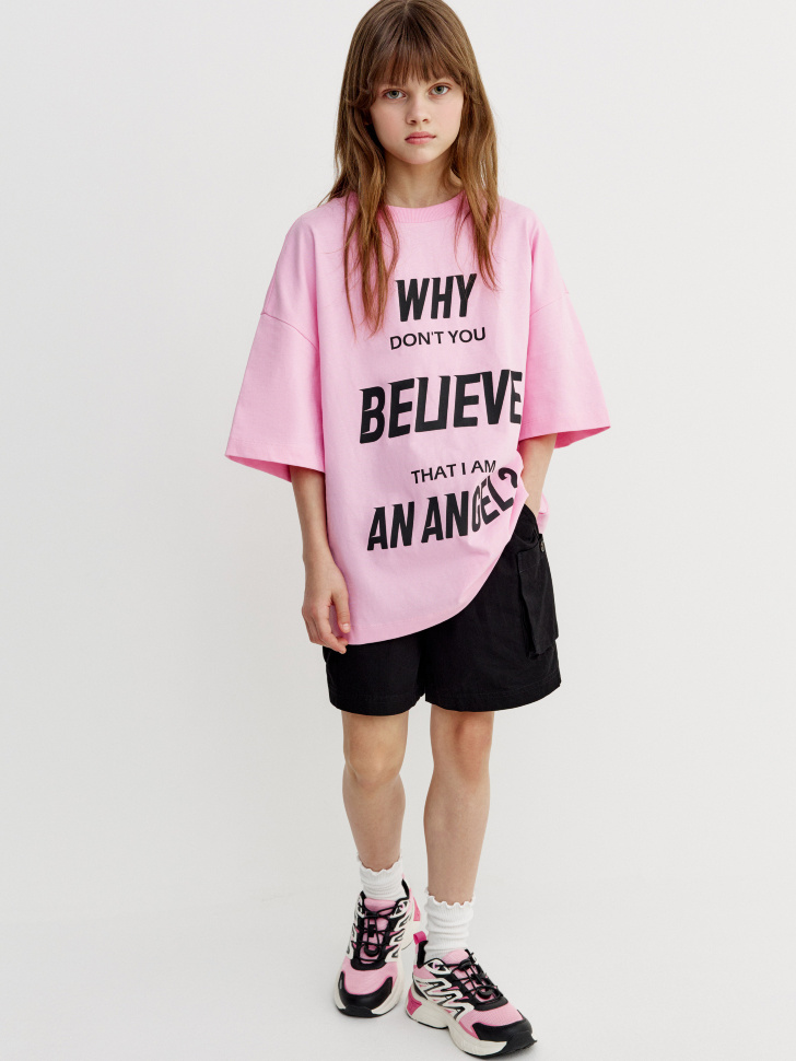 Футболка оверсайз с принтом для девочек 1299₽