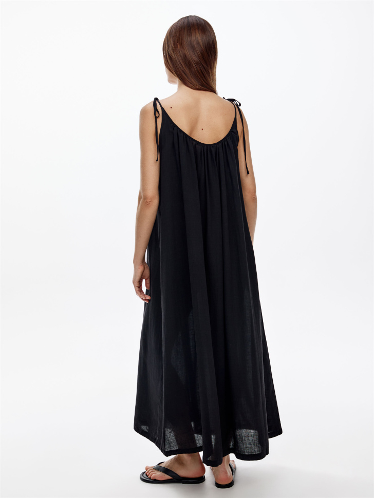 платье миди оверсайз из вискозы со льном от бренда sela вид слева