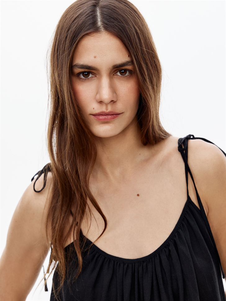 платье миди оверсайз из вискозы со льном из россии вид сбоку