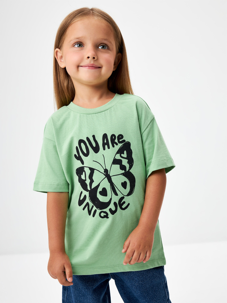 

Футболка оверсайз с принтом для девочек