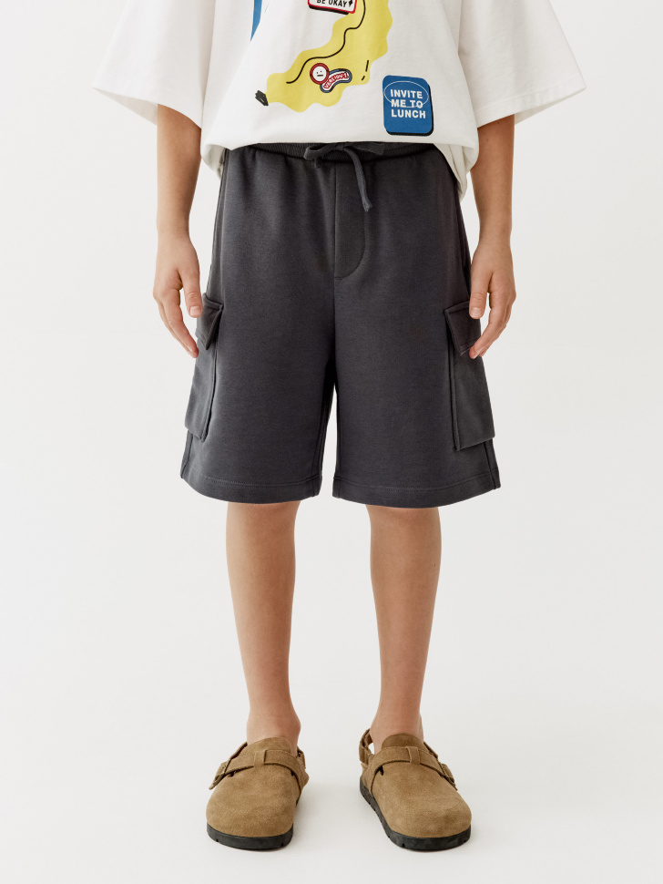 Трикотажные шорты-карго Sela, серый, арт. 52575