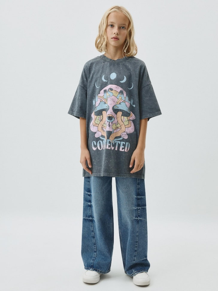 Джинсы WIDE LEG со смещенными боковыми швами для девочек