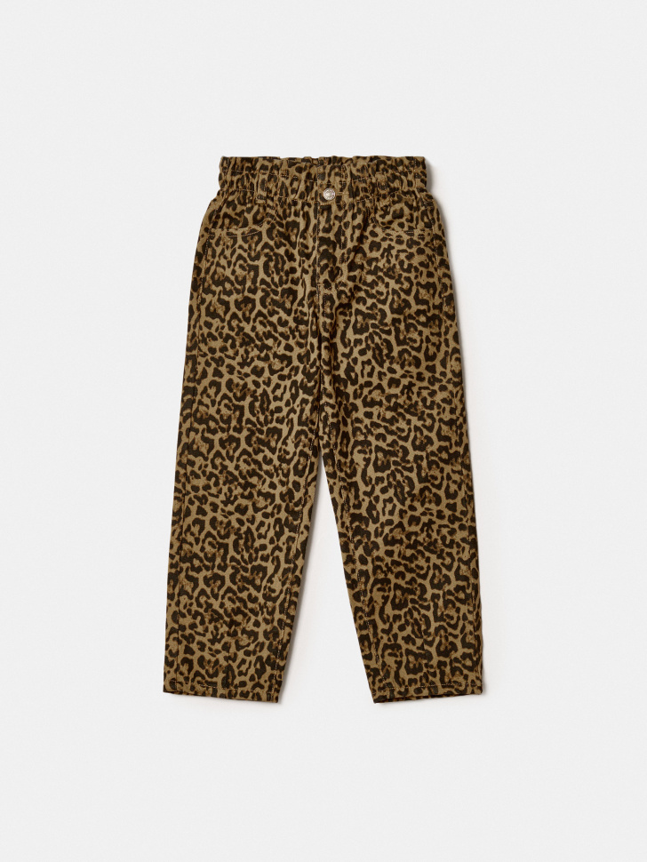 леопардовые джинсы на резинке для девочек от бренда sela вид слева