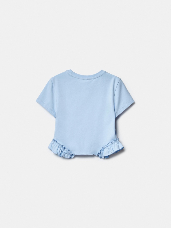 укороченная футболка с рюшами для девочек из хлопка спереди