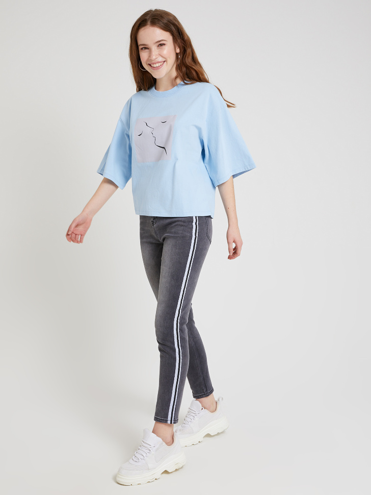 

джинсы с лампасами, Серый