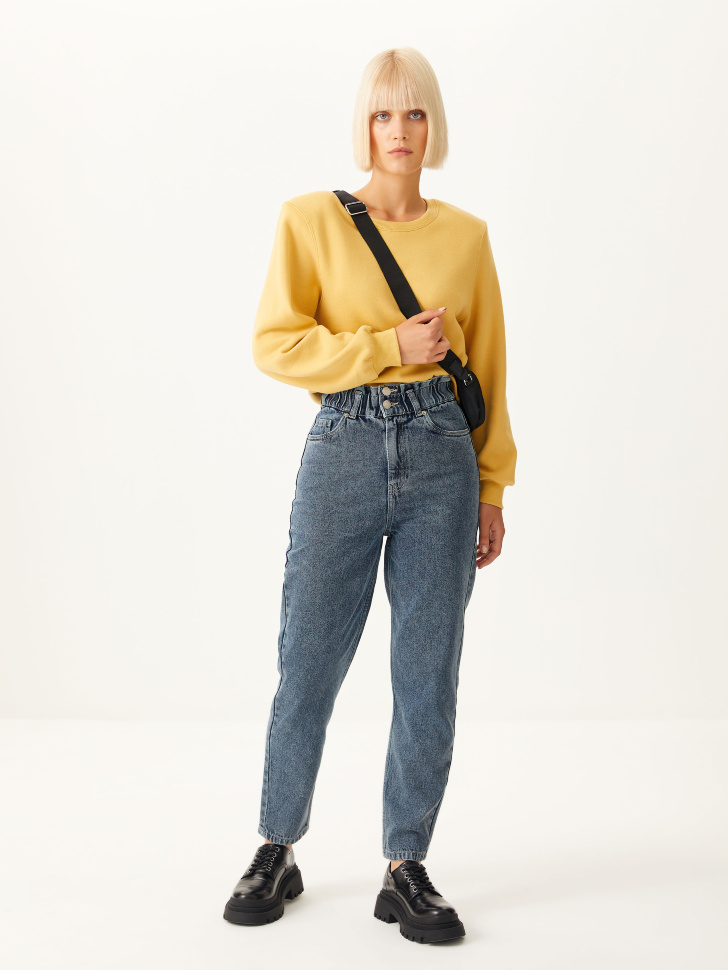 

Джинсы paperbag fit, Голубой
