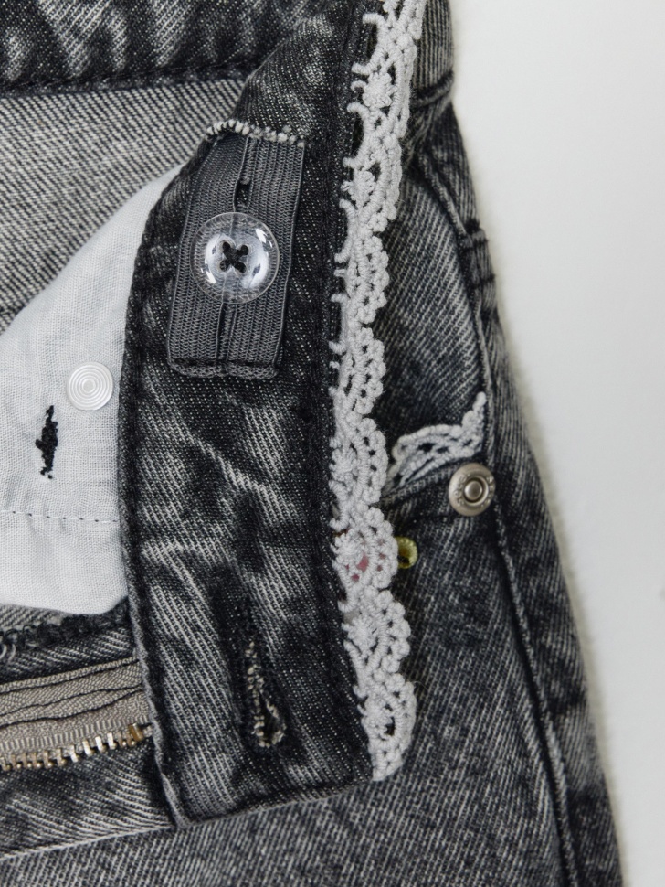 джинсы wide leg с градиентом для девочек из хлопка спереди