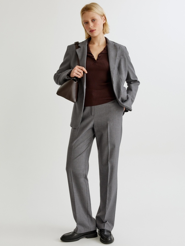 Классические прямые брюки Sela с содержанием шерсти, серый, арт. 36278
