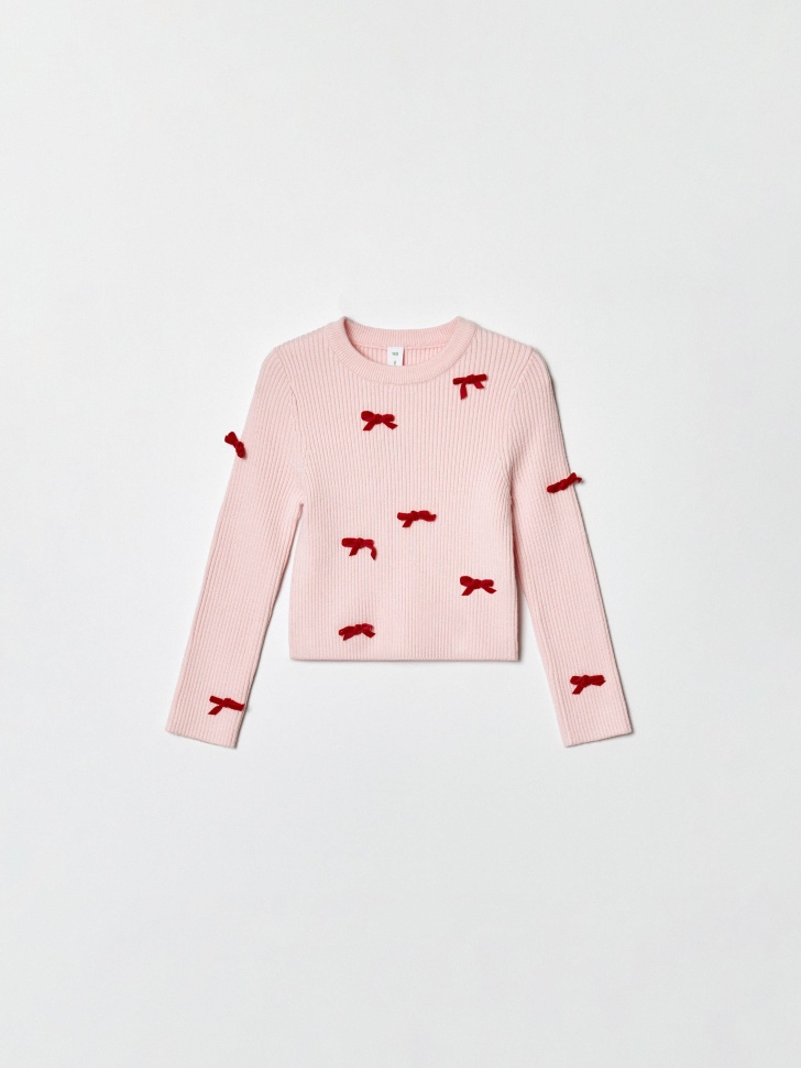 вязаный джемпер с бантиками для девочек 4610517366993 фотография