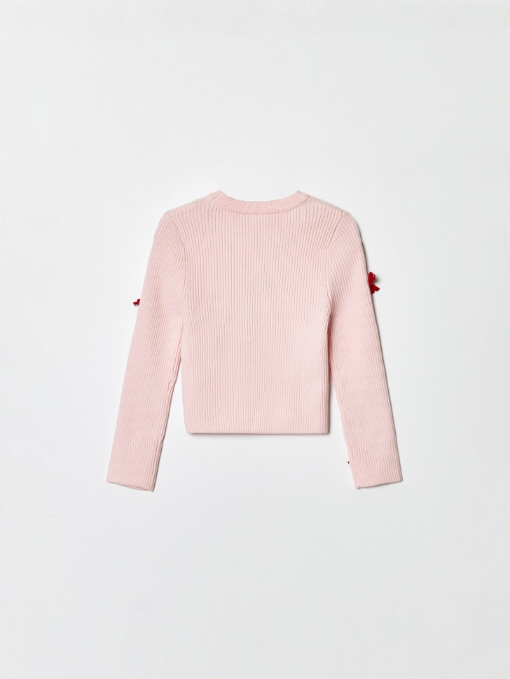 вязаный джемпер с бантиками для девочек от бренда sela вид слева