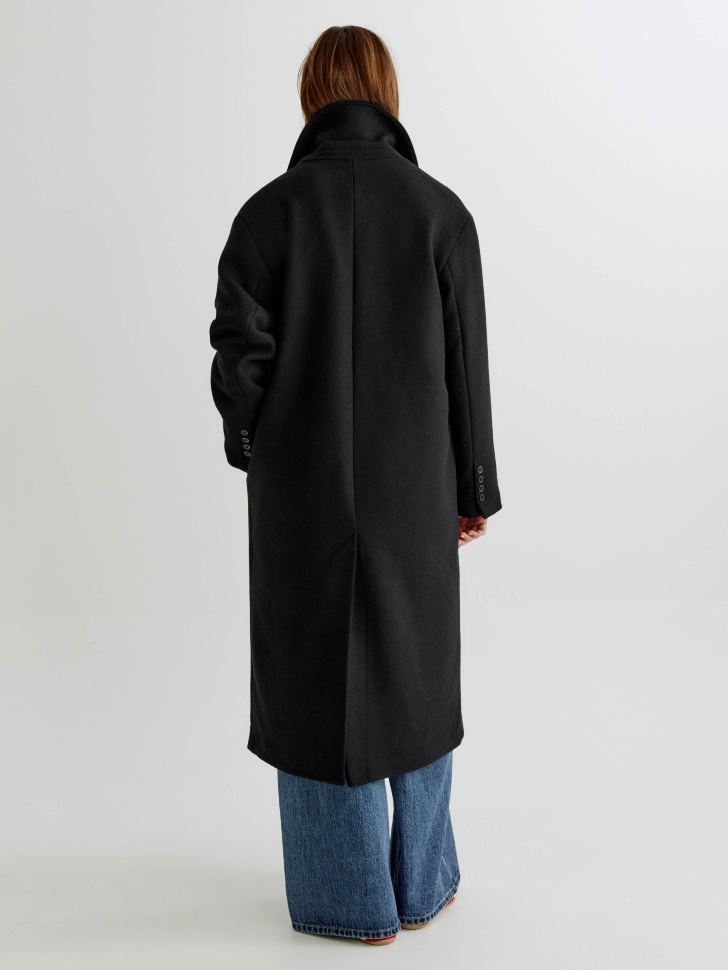 двубортное пальто миди из смесовой шерсти из россии вид сбоку