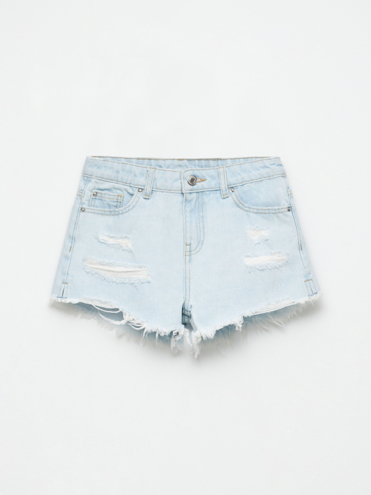Рваные джинсовые шорты для девочек (синий, 98) sela 4680129501075 - фото 2