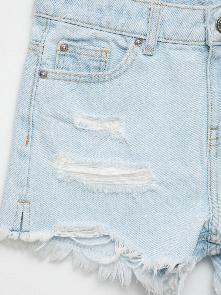 Рваные джинсовые шорты для девочек (синий, 98) sela 4680129501075 - фото 3