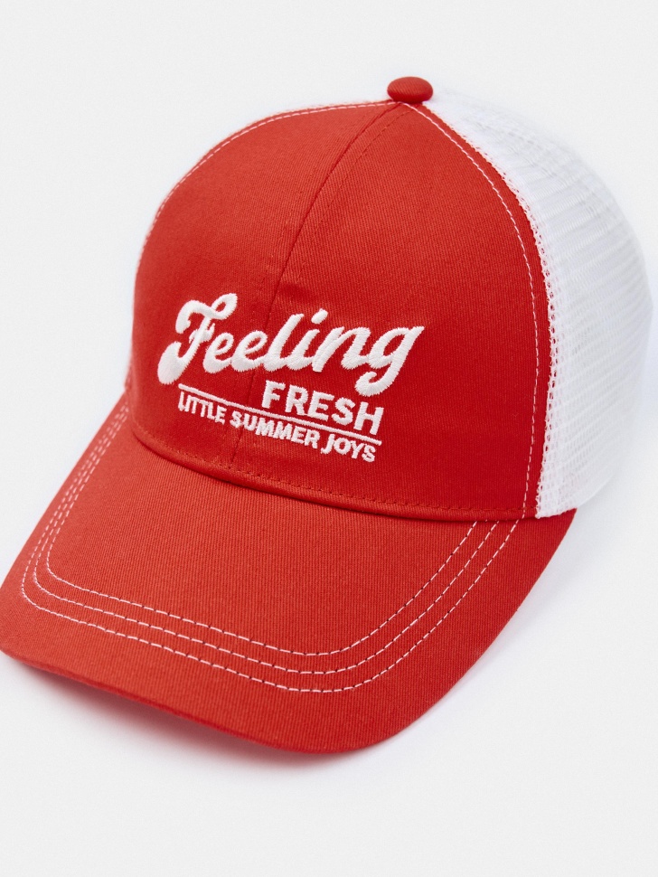 Бейсболка Sela с вышивкой, красный, арт. 53688