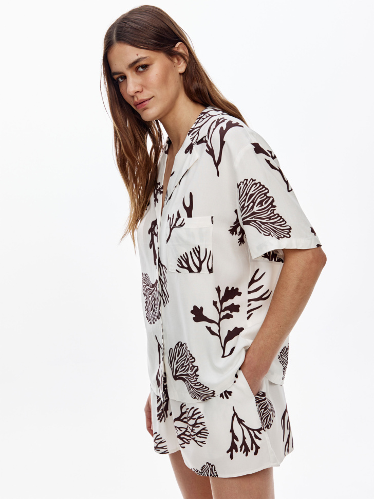 пляжная рубашка с принтом из вискозы по цене 2199 руб вид справа