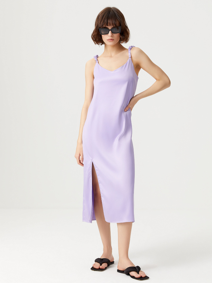 

Сатиновое платье миди, Сиреневый