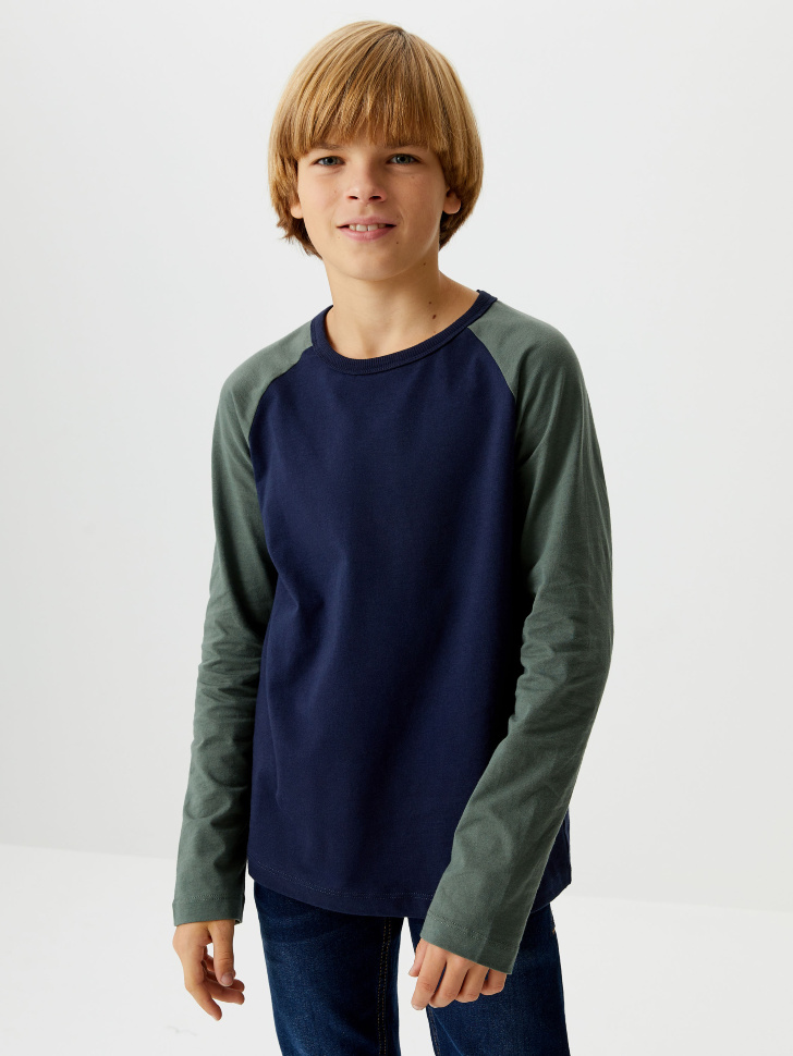 

Лонгслив в бейсбольном стиле для мальчиков, Синий