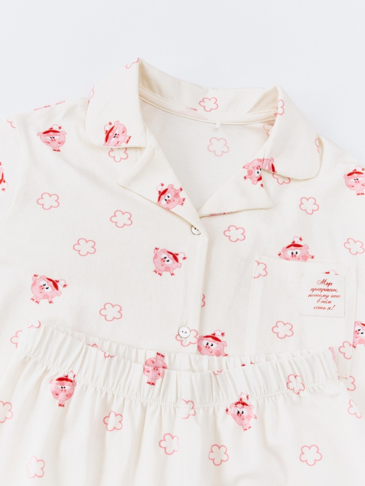 трикотажная пижама для девочек с принтом  x смешарики 4610517236609 по акции