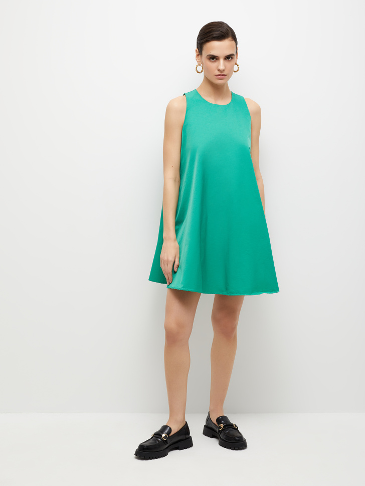 Короткое платье-трапеция (зеленый, L)