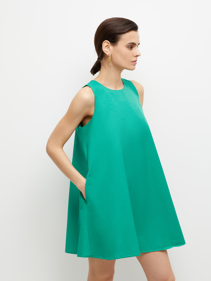 Короткое платье-трапеция (зеленый, S) sela 4680129192150 - фото 2
