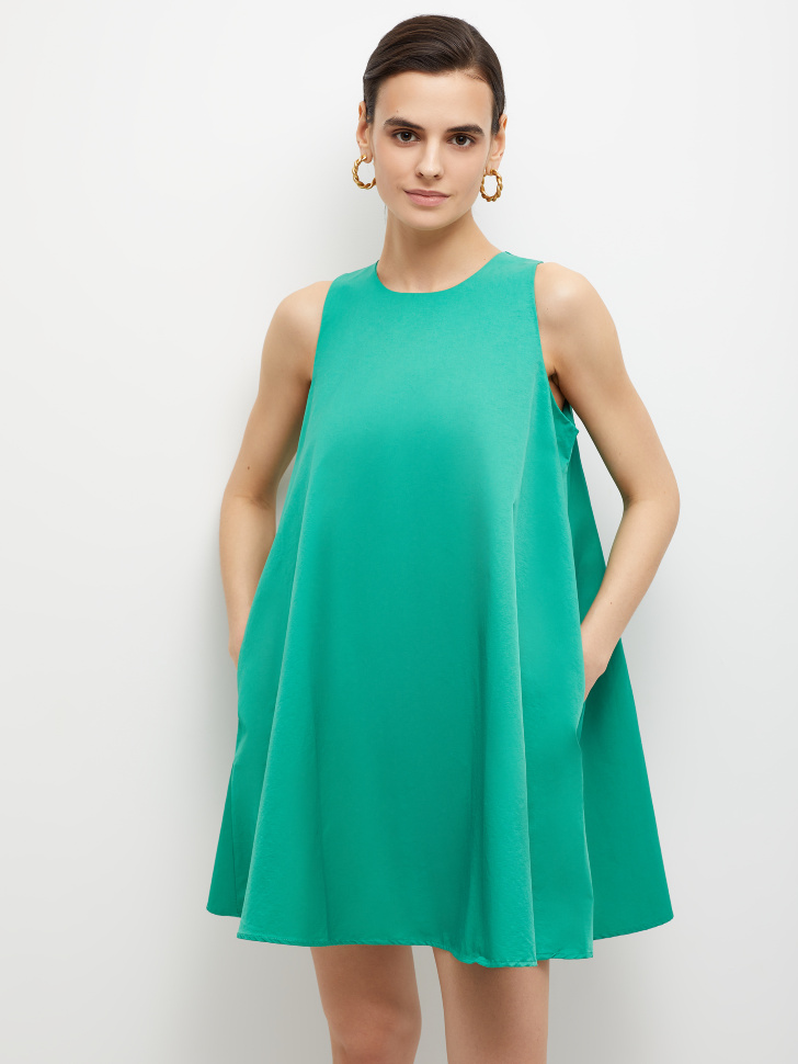 Короткое платье-трапеция (зеленый, S) sela 4680129192150 - фото 3