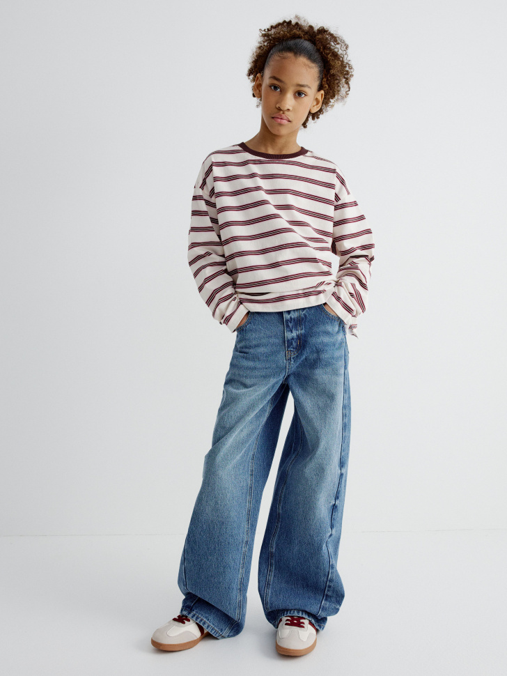 базовый лонгслив в полоску для девочек 4610517041371 по акции