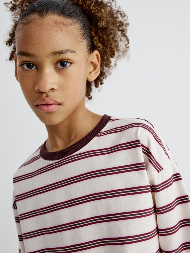 базовый лонгслив в полоску для девочек 4610517041371 в интернет магазине