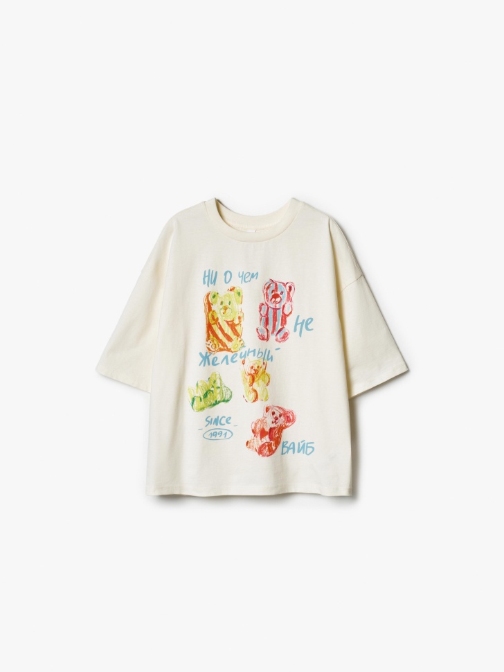 Футболка оверсайз с принтом для девочек Sela, арт. 37019
