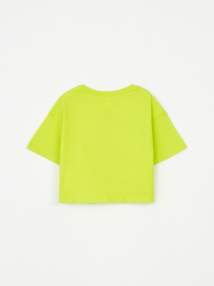 Укороченная футболка с принтом для девочек (зеленый, 122) sela 4680168360701 - фото 5